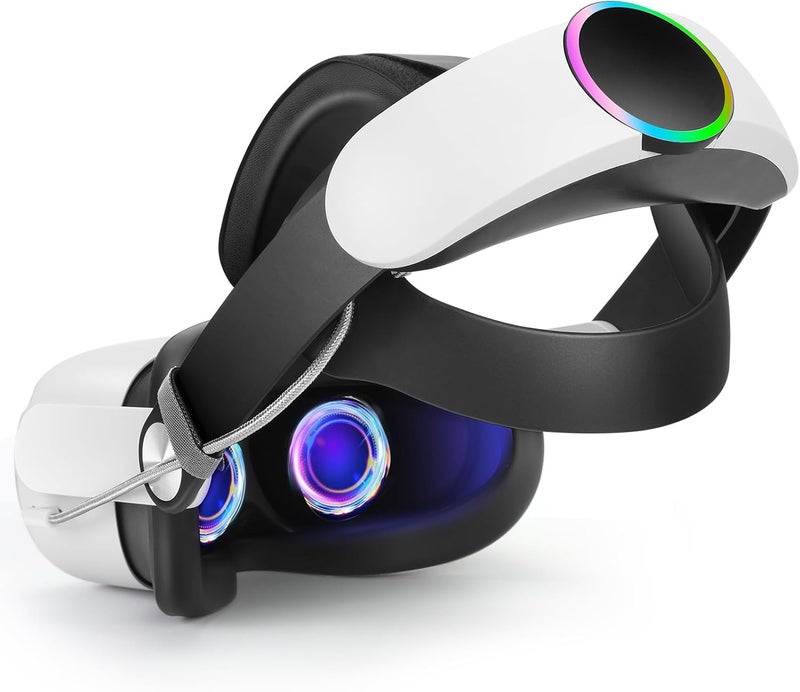 Hurra Head Strap with Battery for Oculus Quest 2, 10000mAh Fast Charging Battery Pack Extend 8H Playtime, Adjustable Elite Strap Replacement with RGB Light Enhanced Comfort Support & Balance in VR - Image 1
